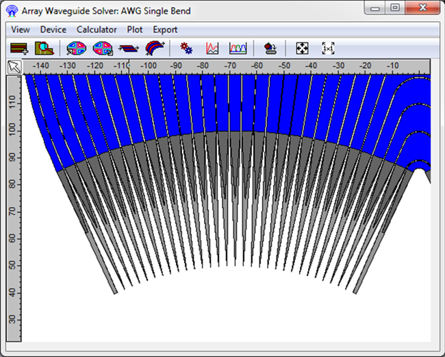 Layout showing tapering with two etch levels