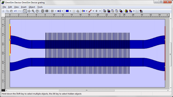 Grating assisted directional coupler designed in OmniSim