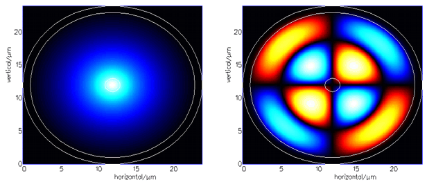 Modes of a cylindrical fibre calculated with FIMMWAVE